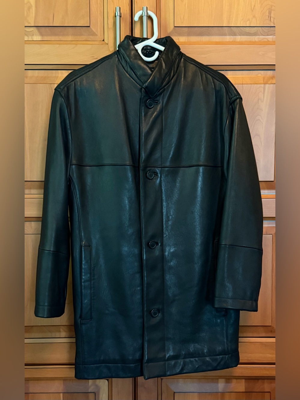 Claiborne Men’s Black Leather Car Coat